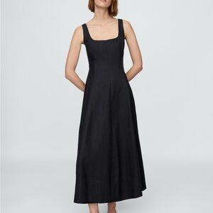 GAP Black linen blend Midi A-Line dress